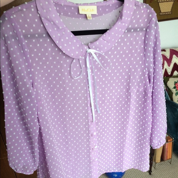 Lavender Polka-Dot Blouse - Picture 3 of 5